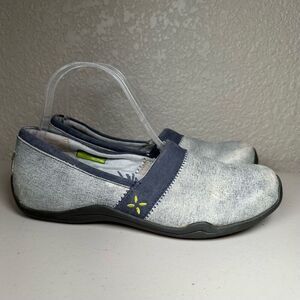 Ahnu Womens 7.5 Jackie Pro Clogs Shoes Blue White Slip On Flats Comfort Sneaker